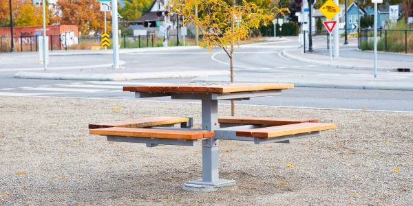 Wishbone Commercial Single Pedistal Picnic Table using Modified Pine in Vernon BC